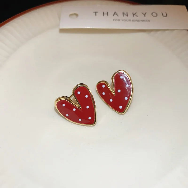 Green Heart Stud Earrings
