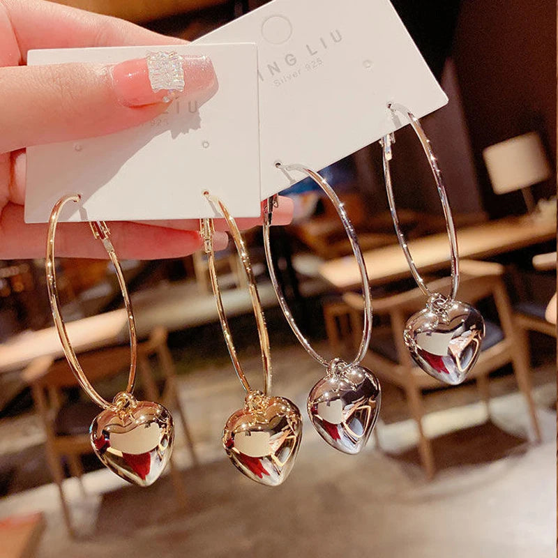 Gold Heart Hoop Earrings