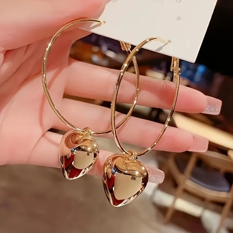 Gold Heart Hoop Earrings
