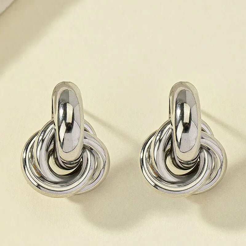 Gold & Silver Knot Hoop Earrings Set
