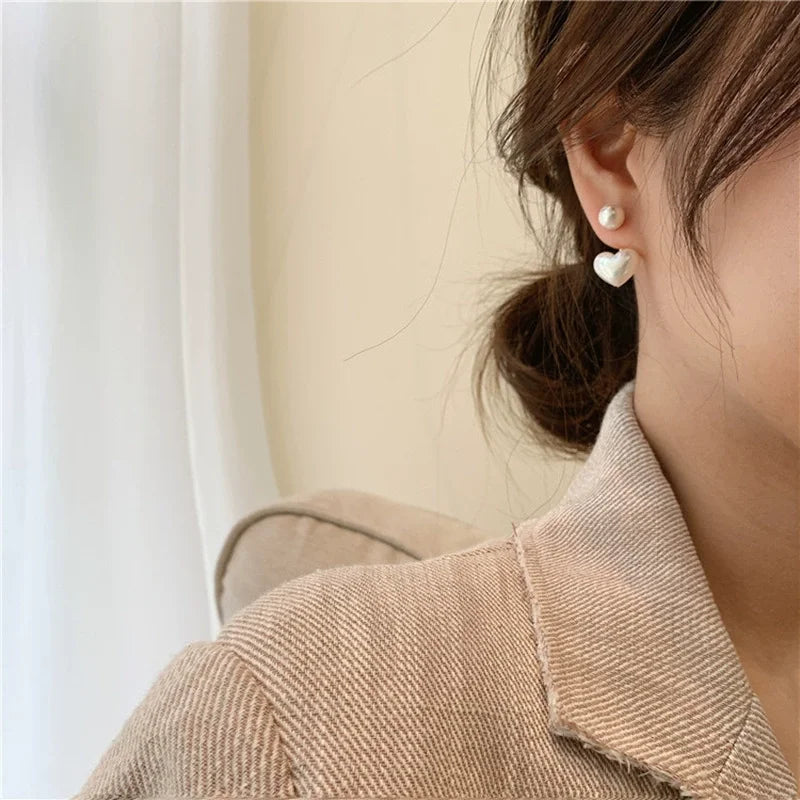 Pearl Heart Stud Earrings