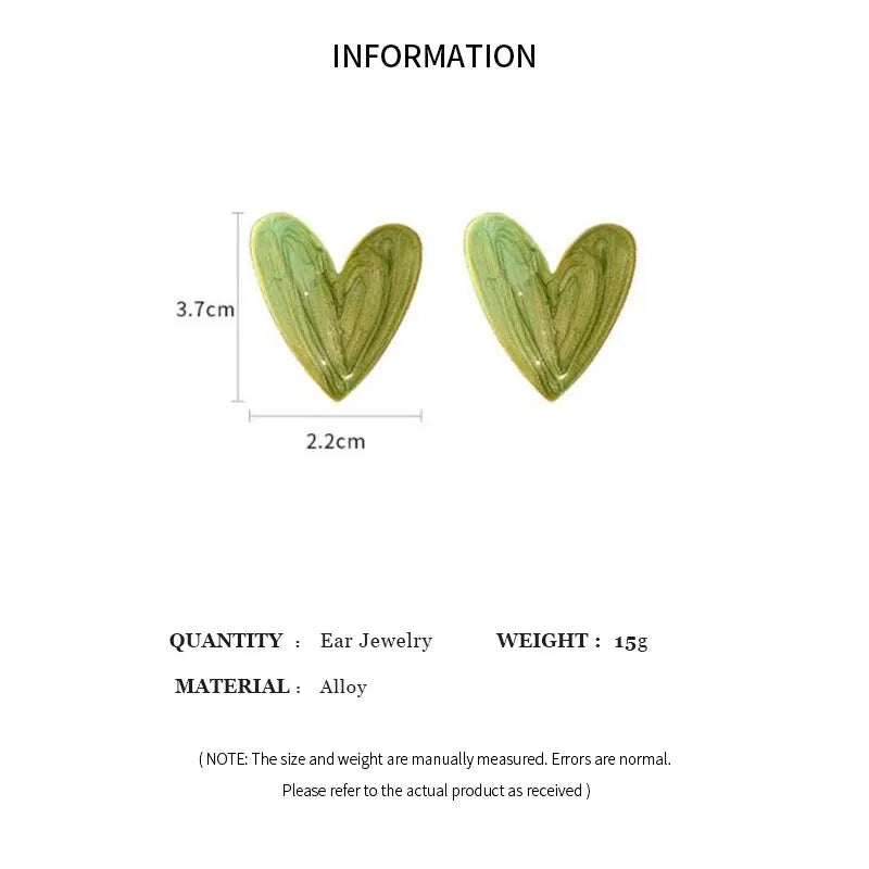 Green Heart Stud Earrings