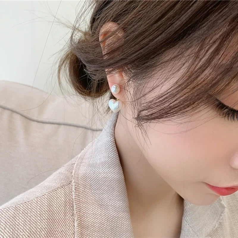 Pearl Heart Stud Earrings
