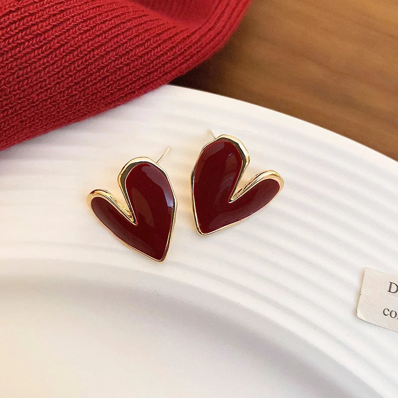 Green Heart Stud Earrings