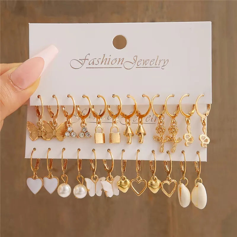 Pearl & Gold Hoop Earring Set