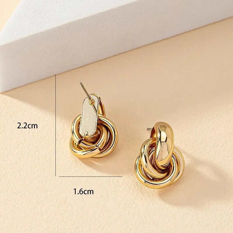 Gold & Silver Knot Hoop Earrings Set