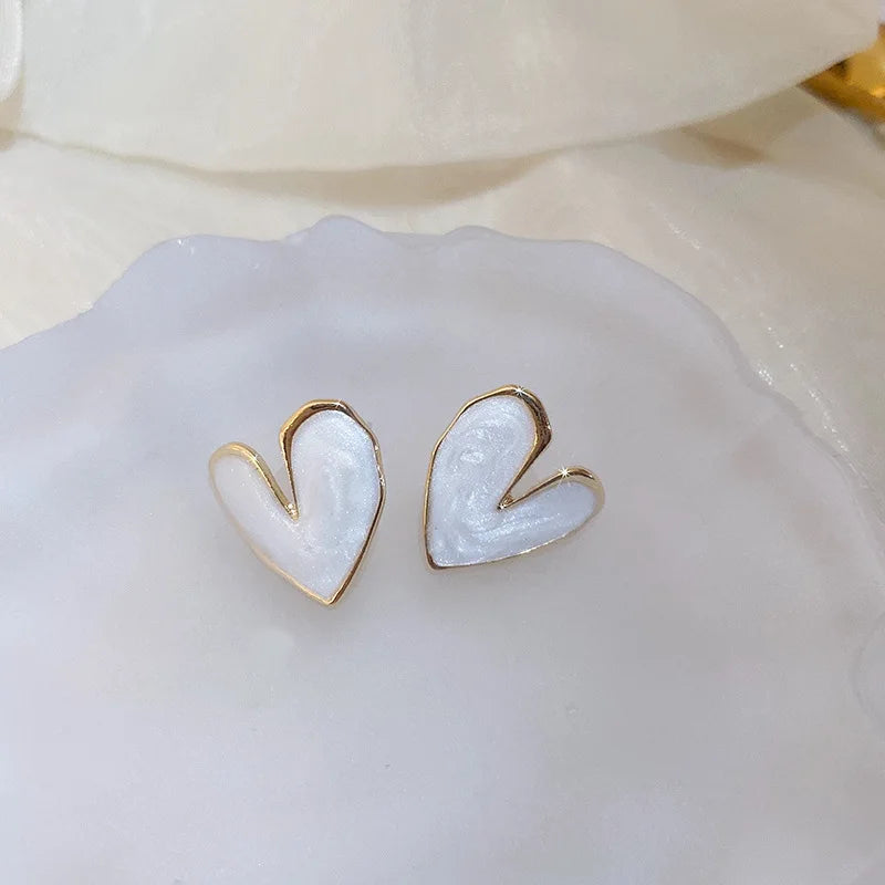Green Heart Stud Earrings