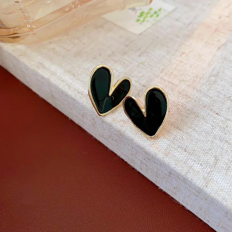 Green Heart Stud Earrings