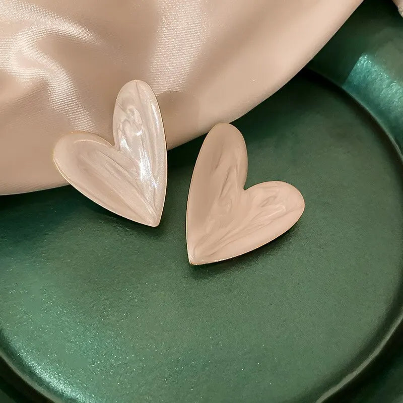 Green Heart Stud Earrings