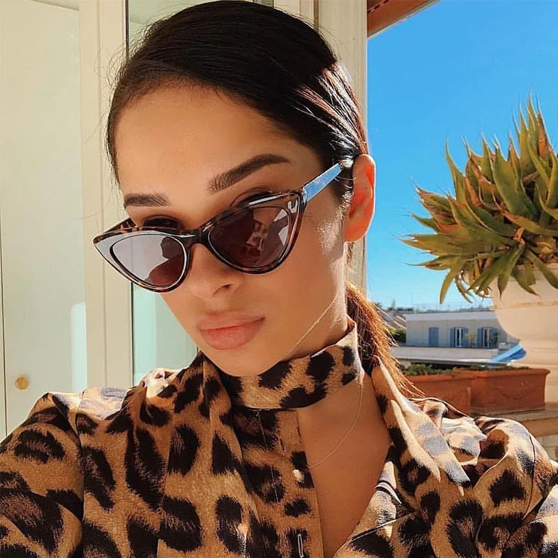 Cat eye vintage sunglasses retro leopard frame UV400 for women