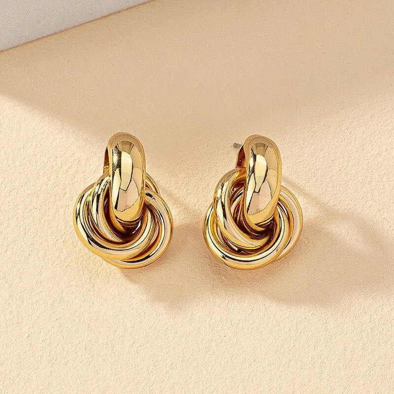Gold & Silver Knot Hoop Earrings Set
