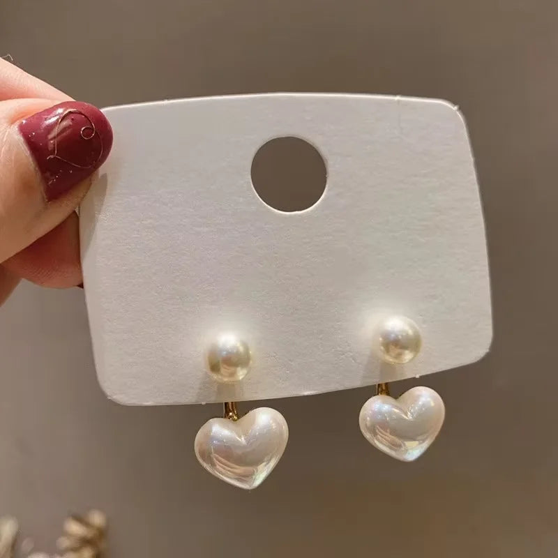Pearl Heart Stud Earrings