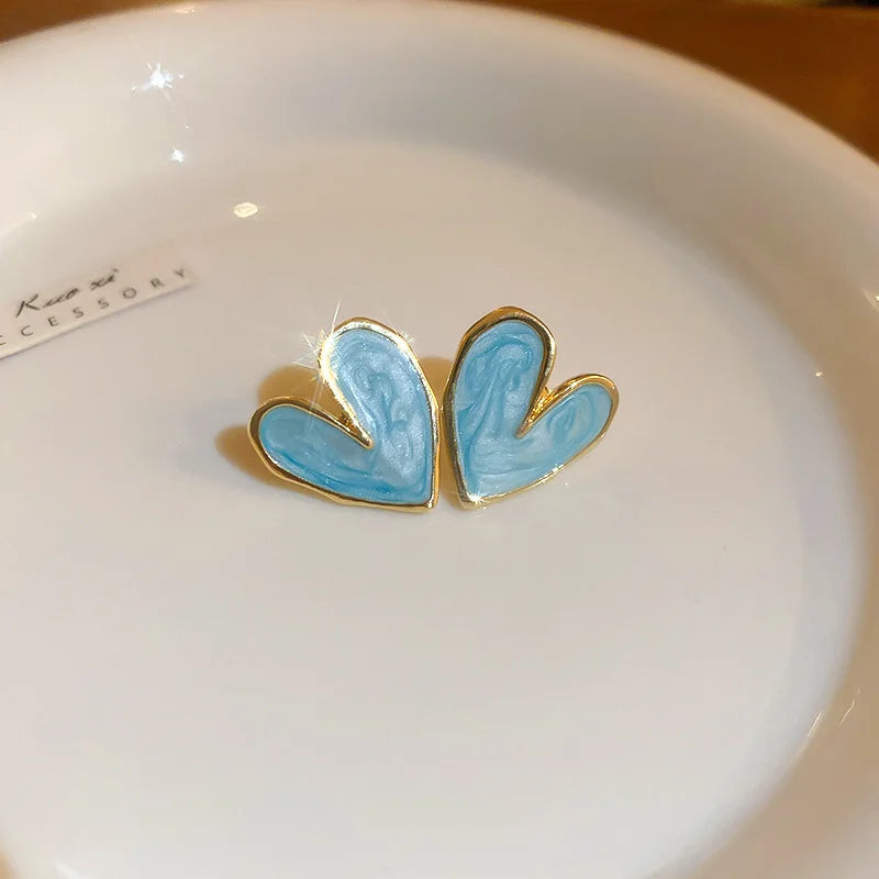 Green Heart Stud Earrings