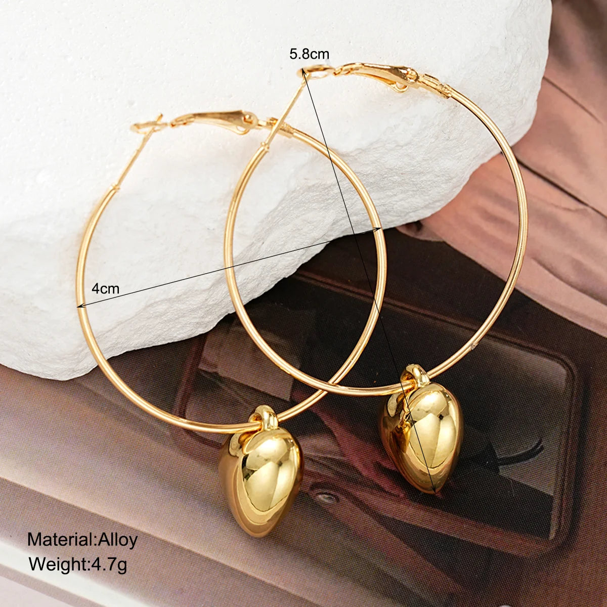 Gold Heart Hoop Earrings