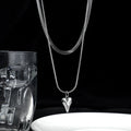 Silver Heart Layered Pendant Necklace