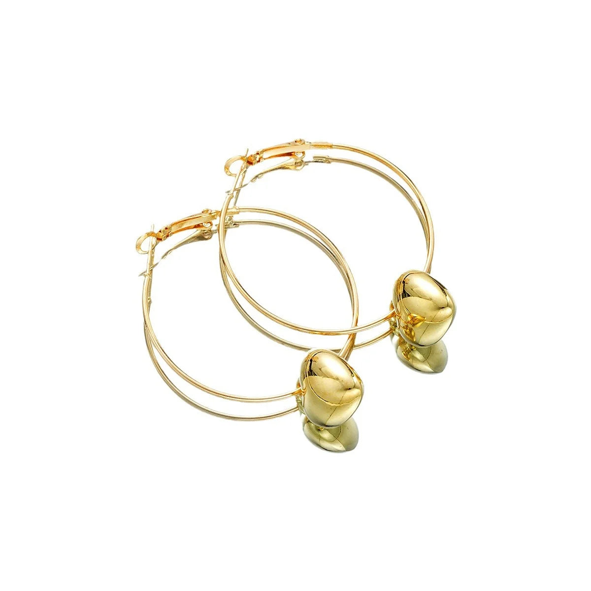 Heart pendant gold hoop earrings fashion jewelry for women