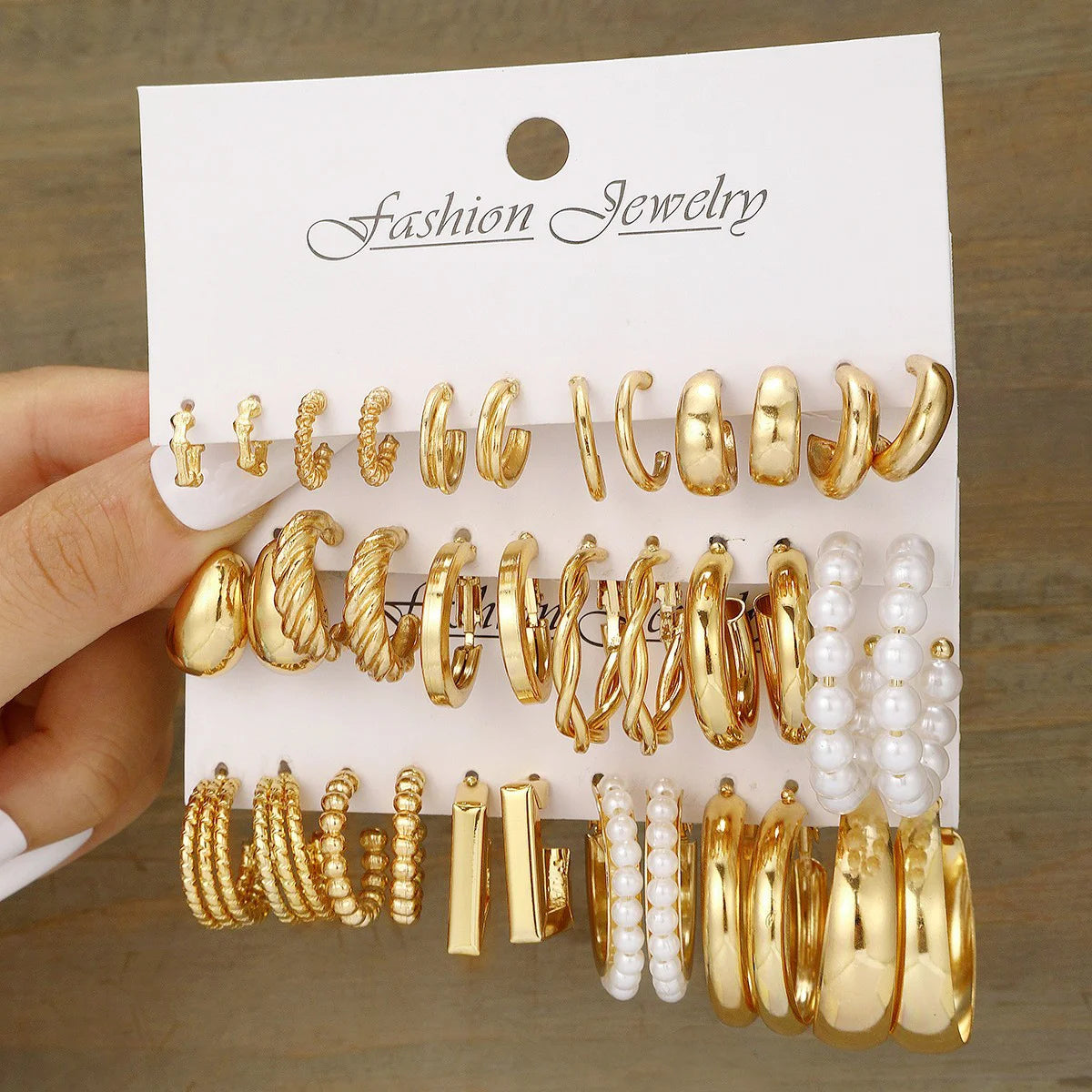 Pearl & Gold Hoop Earring Set