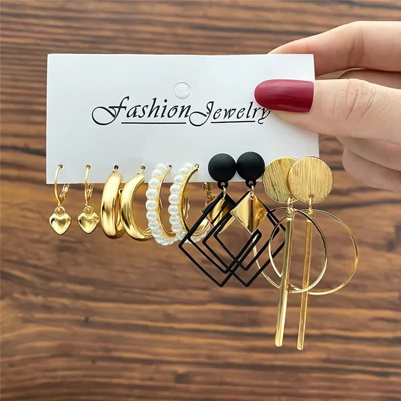Pearl & Gold Hoop Earring Set