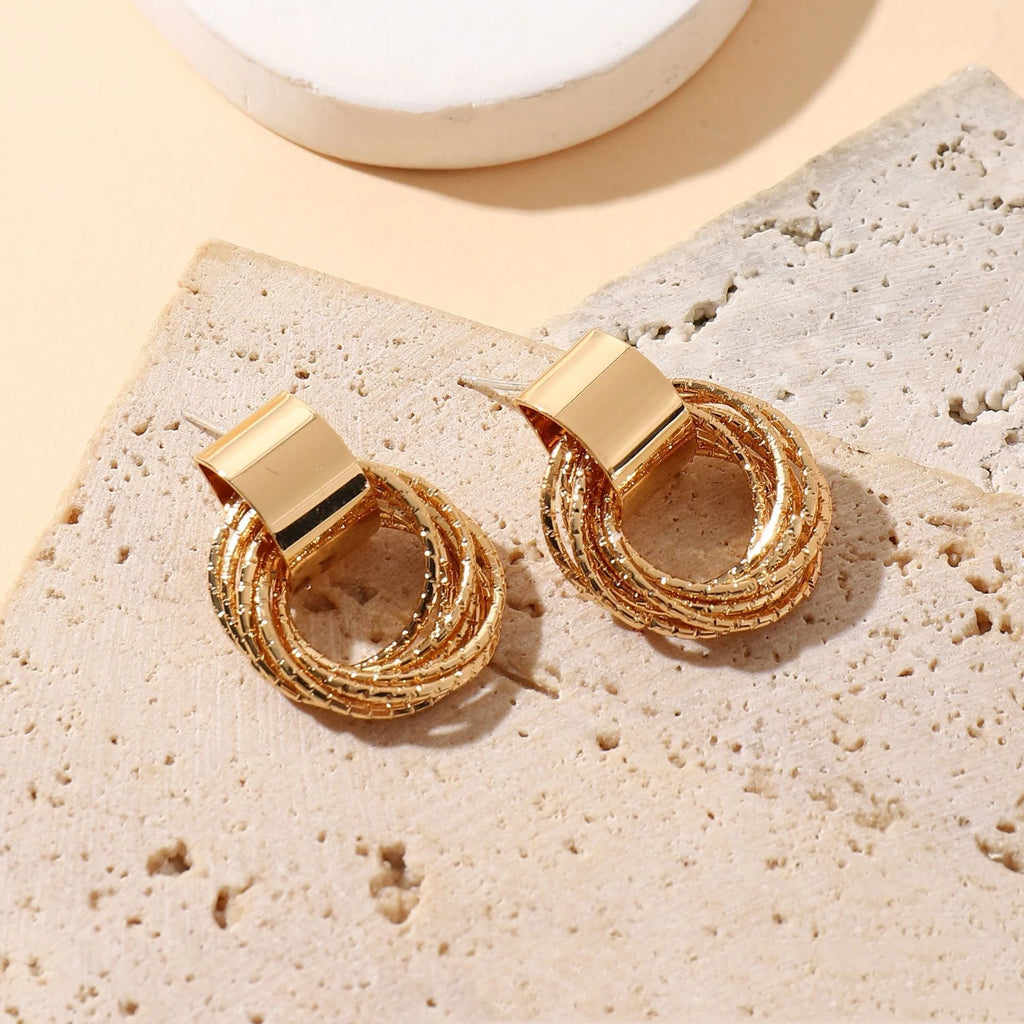 Gold & Silver Knot Hoop Earrings Set