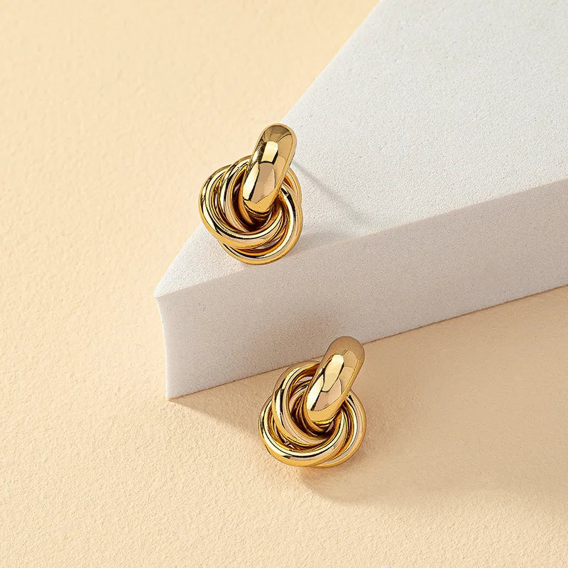 Gold & Silver Knot Hoop Earrings Set